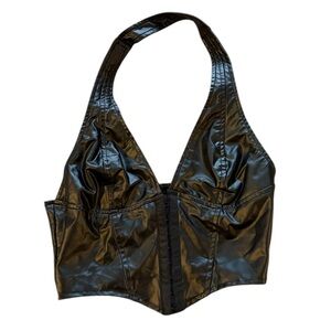 Forever 21 Glossy Black Halter Top